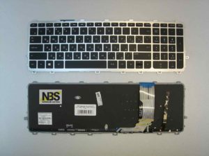 Клавиатура для ноутбука HP ENVY 15-j053 15-j051 + рамка серебро+ подсветка RU