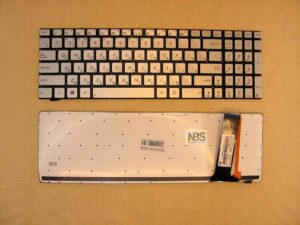Клавиатура для ноутбука Asus N550 N750J серебро RU/EN c подсветкой